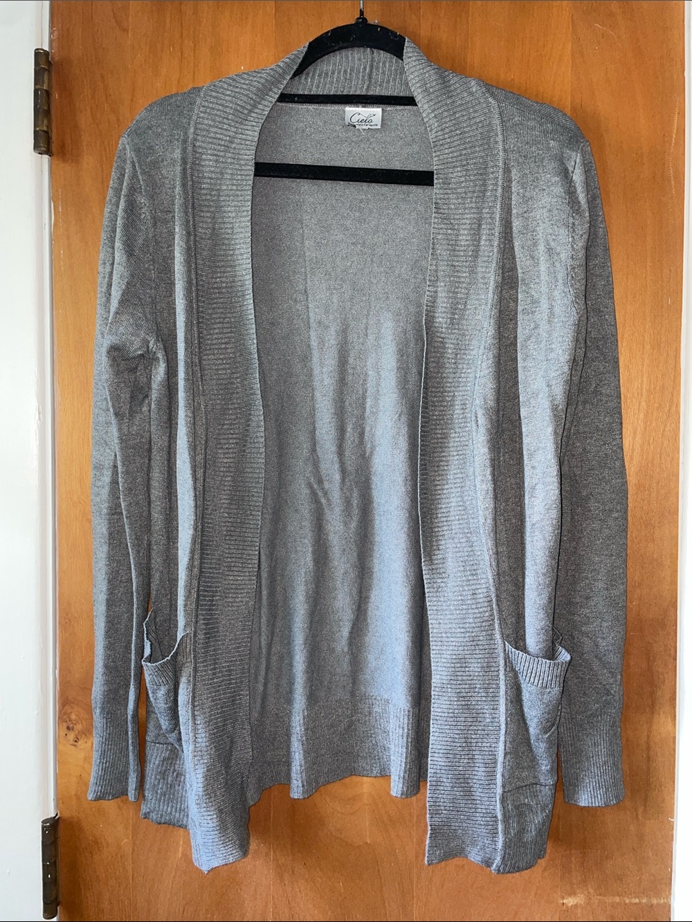 Cielo Light Gray Open-Front Cardigan